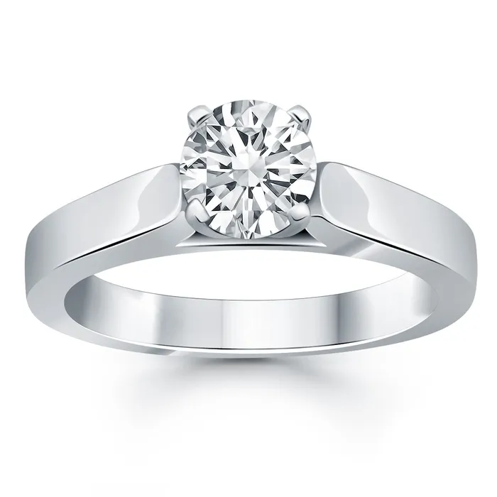 14k White Gold Wide Cathedral Solitaire Engagement Ring MayaMila Rings