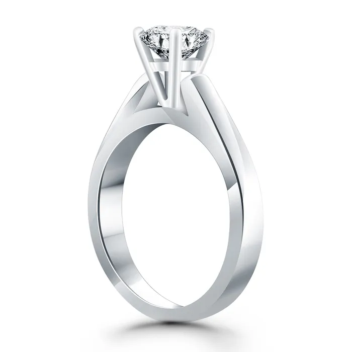 14k White Gold Wide Cathedral Solitaire Engagement Ring MayaMila Rings