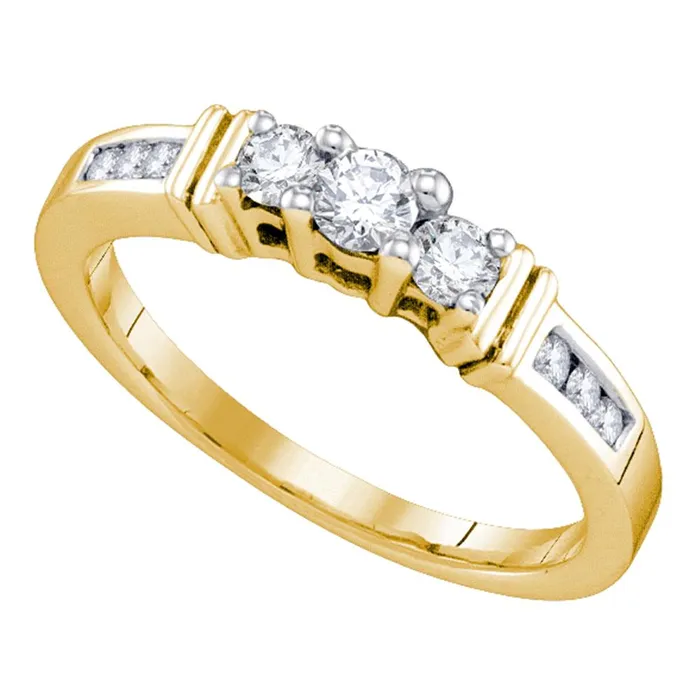 14kt Yellow Gold Womens Round Diamond 3stone Bridal Wedding Engagement Ring 13 Cttw mayamila Rings