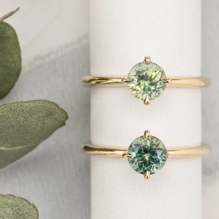 Alice Ring 085ct Parti Blue Green Round Montana Sapphire 14K Yellow Gold One of a kind Envero Jewelry Rings Alice Ring 085ct Parti Blue Green Round Montana Sapphire 14K Yellow Gold One of a kind Envero Jewelry Rings