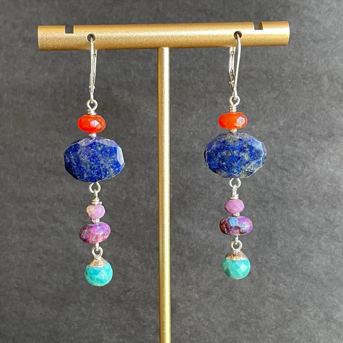 Earrings Riverstone Lapis multistone Dangle Earrings