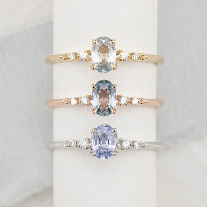Envero Jewelry Rings Estel Fleur Four Prongs Ring 6mm 050ct Light blue Madagascar Sapphire 14K Rose Gold Envero Jewelry Rings Estel Fleur Four Prongs Ring 6mm 050ct Light blue Madagascar Sapphire 14K Rose Gold