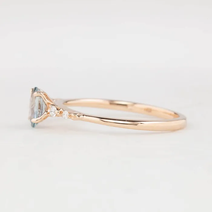 Envero Jewelry Rings Estel Fleur Four Prongs Ring 6mm 050ct Light blue Madagascar Sapphire 14K Rose Gold Envero Jewelry Rings Estel Fleur Four Prongs Ring 6mm 050ct Light blue Madagascar Sapphire 14K Rose Gold