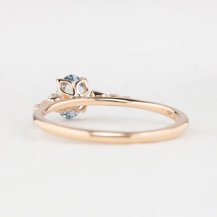 Envero Jewelry Rings Estel Fleur Four Prongs Ring 6mm 050ct Light blue Madagascar Sapphire 14K Rose Gold Envero Jewelry Rings Estel Fleur Four Prongs Ring 6mm 050ct Light blue Madagascar Sapphire 14K Rose Gold