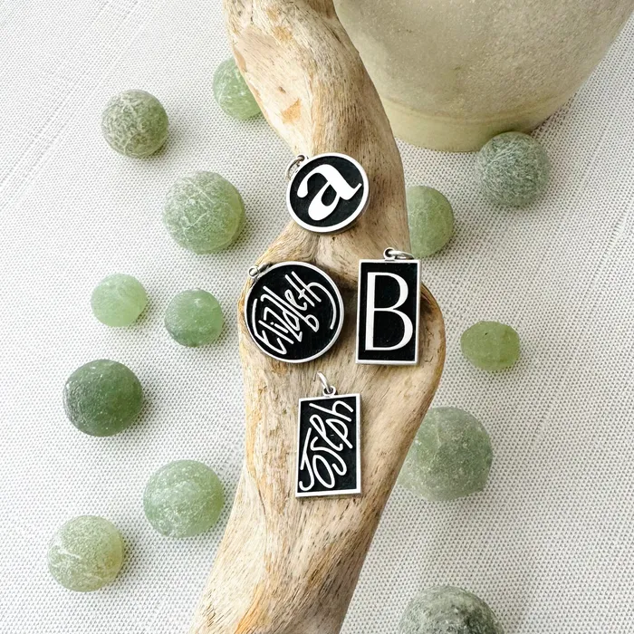 HeidiJHale Designs Necklaces Sterling Stackable Personalized Inverted Charms
