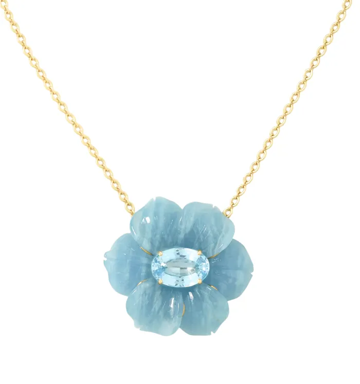Irene Neuwirth Necklaces Aquamarine Tropical Flower Necklace One of a Kind Irene Neuwirth Necklaces Aquamarine Tropical Flower Necklace One of a Kind