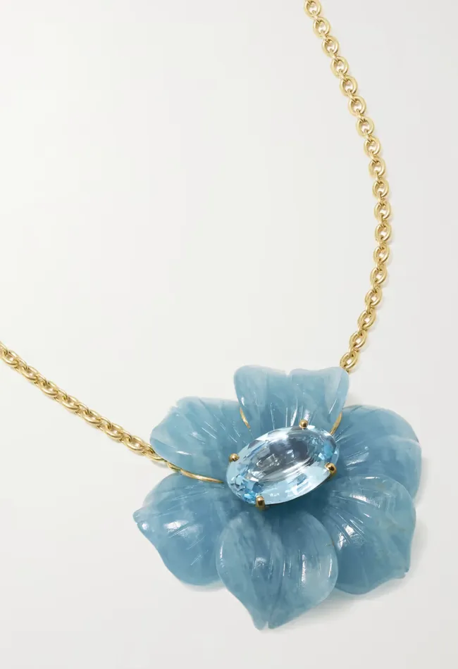Irene Neuwirth Necklaces Aquamarine Tropical Flower Necklace One of a Kind