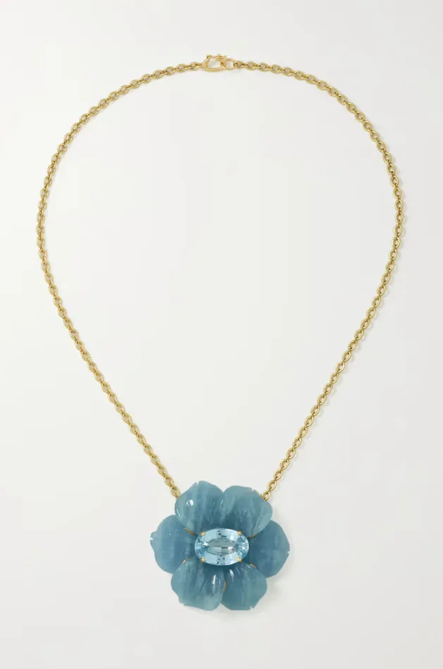 Irene Neuwirth Necklaces Aquamarine Tropical Flower Necklace One of a Kind