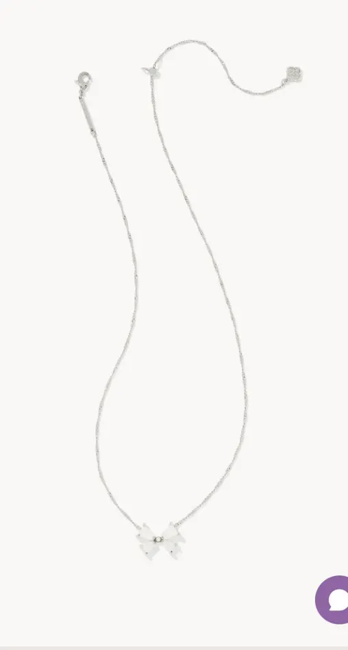KENDRA SCOTT Blair Silver Bow Small Short Pendant Necklace in Iridescent Drusy 9608875136 KENDRA SCOTT Necklaces