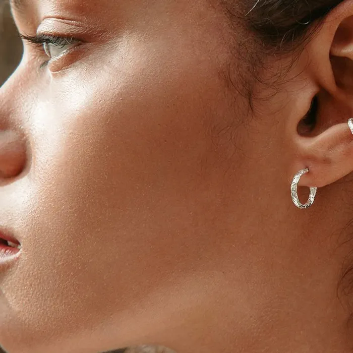 Lacee Alexandra Sterling Silver Textured hoops Rings
