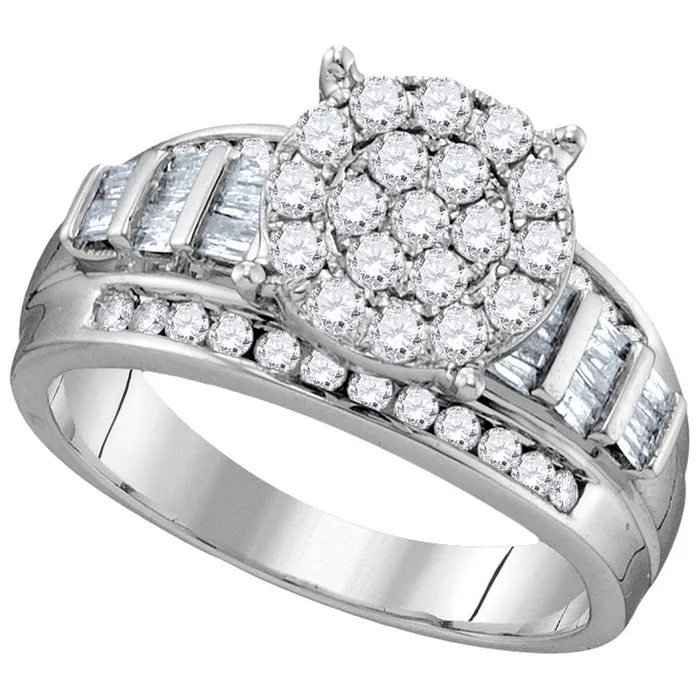 mayamila 10kt White Gold Womens Round Diamond Cindys Dream Cluster Bridal Wedding Engagement Ring 100 Cttw Rings