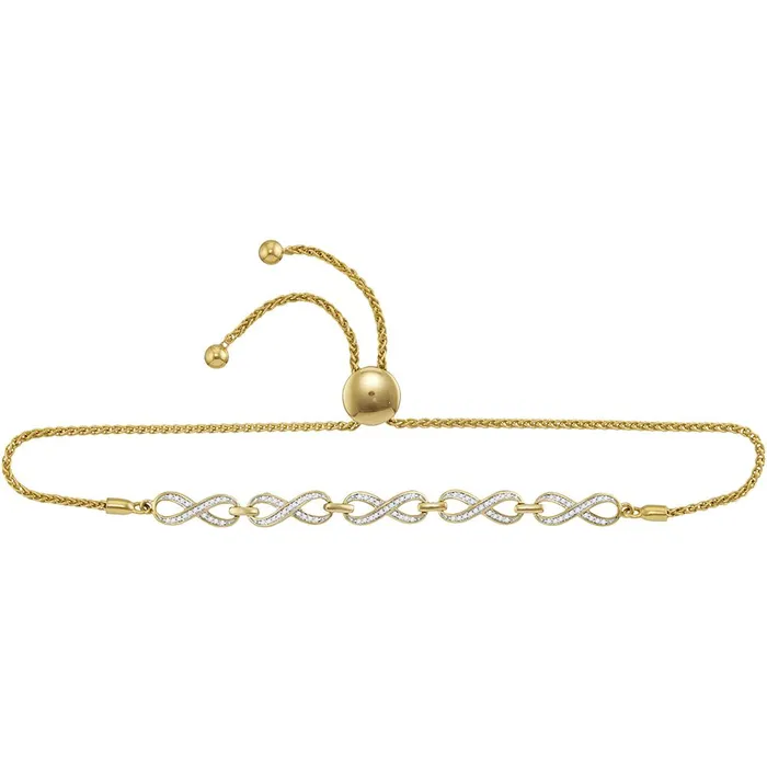 mayamila Bracelets 10kt Yellow Gold Womens Round Diamond Linked Infinity Bolo Bracelet 14 Cttw mayamila Bracelets 10kt Yellow Gold Womens Round Diamond Linked Infinity Bolo Bracelet 14 Cttw