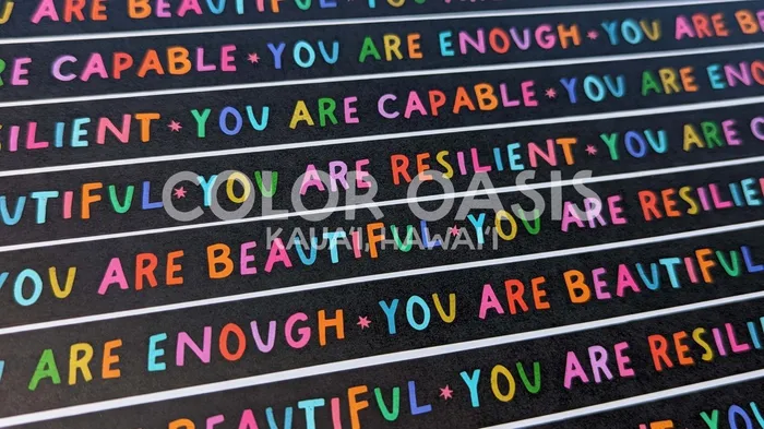 Necklaces Color Oasis Hawaii formerly Coco Moon Studio SelfLove Positive Affirmations Washi Tapes for Journaling
