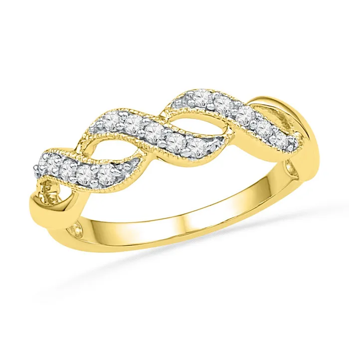 Rings 10kt Yellow Gold Womens Round Diamond Crossover Band Ring 15 Cttw mayamila