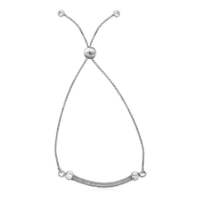 Textured Adjustable Draw String Bracelet in Sterling Silver MayaMila Bracelets