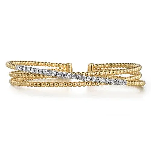 14K WhiteYellow Gold Bujukan Diamond Criss Cross Bangle GABRIEL CO Bracelets 14K WhiteYellow Gold Bujukan Diamond Criss Cross Bangle GABRIEL CO Bracelets