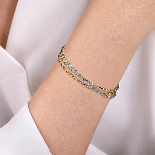 14K WhiteYellow Gold Bujukan Diamond Criss Cross Bangle GABRIEL CO Bracelets 14K WhiteYellow Gold Bujukan Diamond Criss Cross Bangle GABRIEL CO Bracelets