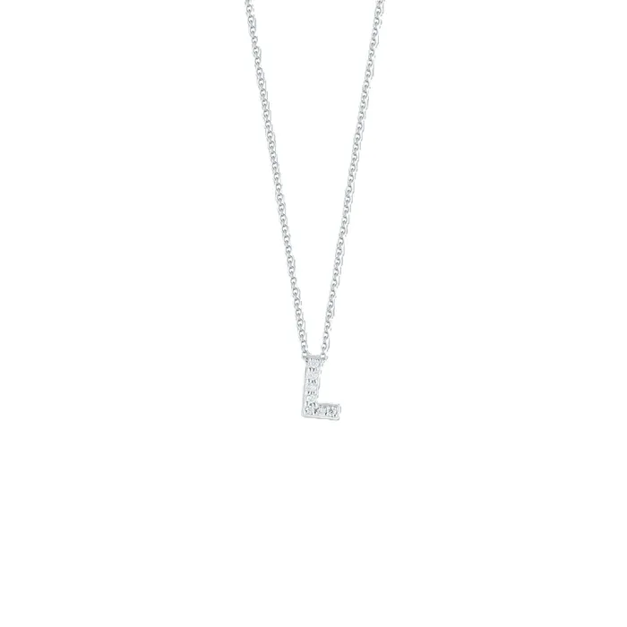 18K WHITE GOLD TINY TREASURES DIAMOND LOVE LETTER L NECKLACE ROBERTO COIN Necklaces 18K WHITE GOLD TINY TREASURES DIAMOND LOVE LETTER L NECKLACE ROBERTO COIN Necklaces