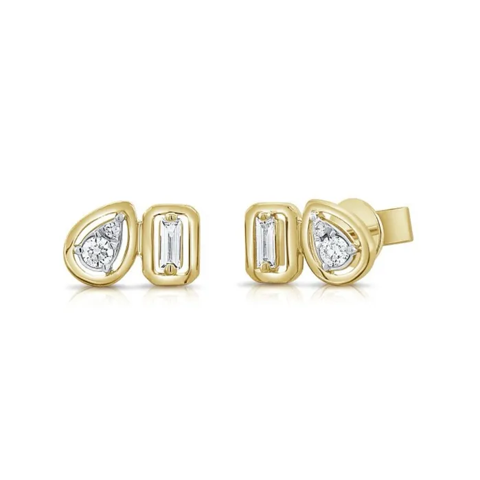 Baguette With Pear Stud Earring NicoleHD Jewelry Earrings