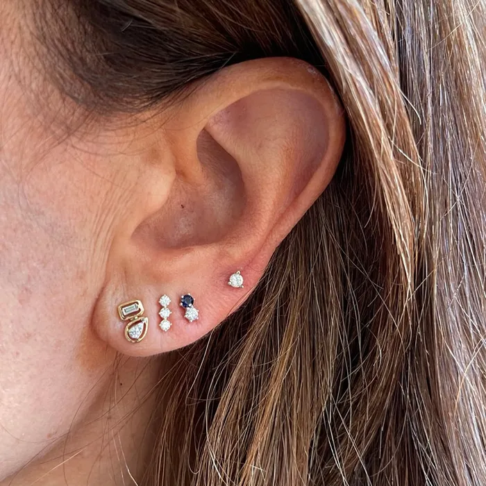 Baguette With Pear Stud Earring NicoleHD Jewelry Earrings
