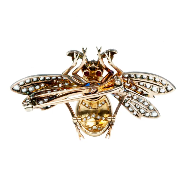 Bell Bird Antiques Earrings Antique Sapphire Bumble Bee Brooch