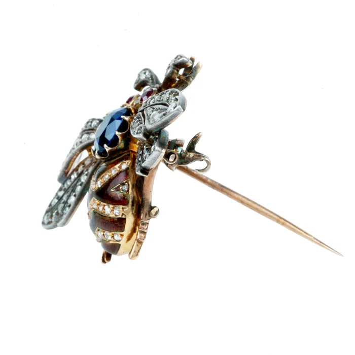 Bell Bird Antiques Earrings Antique Sapphire Bumble Bee Brooch