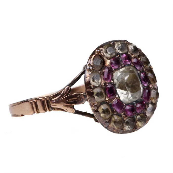 Bell Bird Antiques Rings Georgian Chrysoberyl and Ruby Cluster Ring