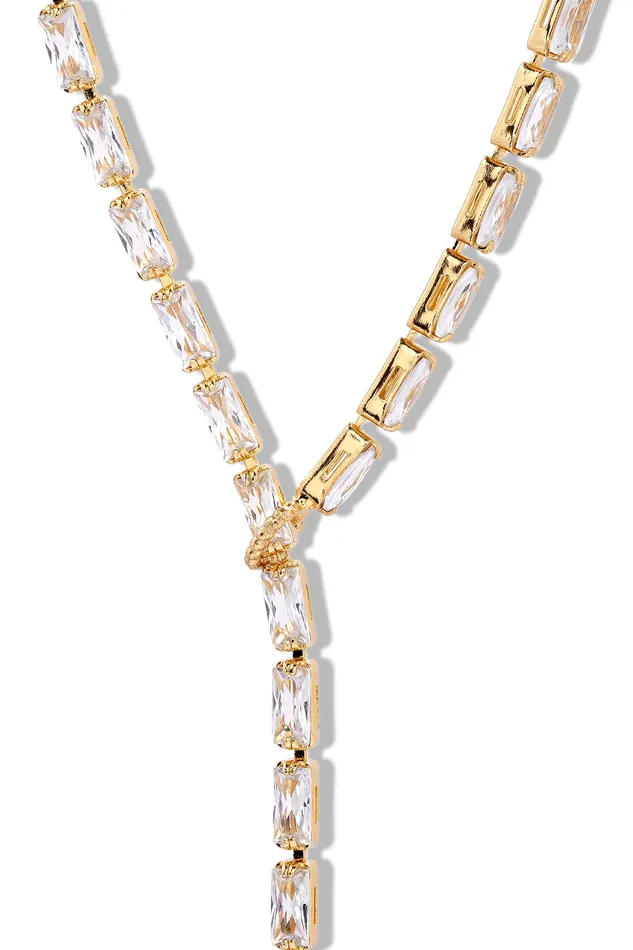 Crystal Haze Jewelry Mini Baguette Lariat Clear Earrings