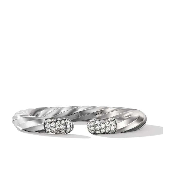 David Yurman Cable Edge Bracelet in Sterling Silver with Diamonds 9mm Bracelets David Yurman Cable Edge Bracelet in Sterling Silver with Diamonds 9mm Bracelets