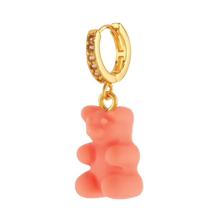 Earrings Crystal Haze Jewelry Nostalgia bear hoop Peachy