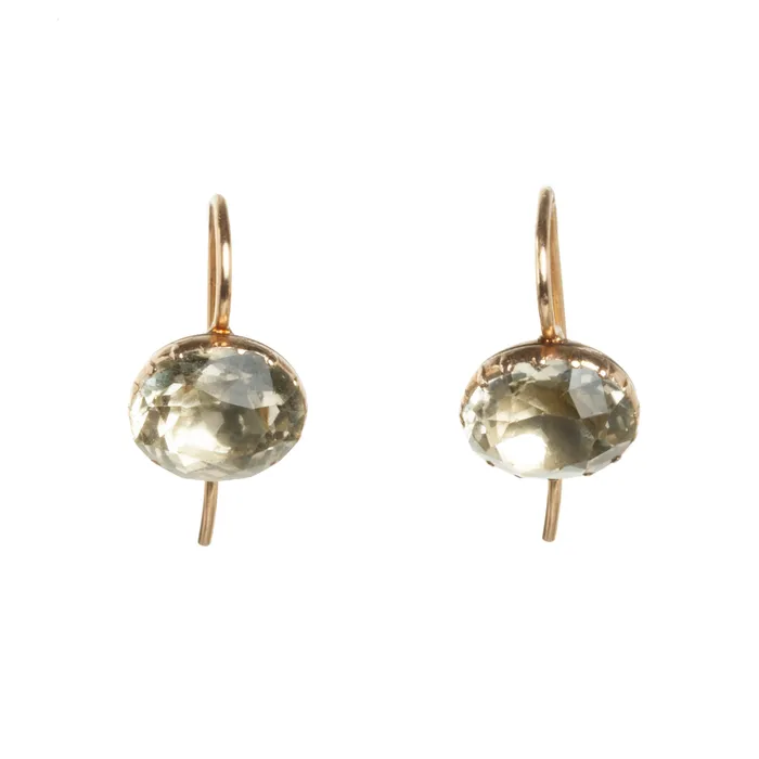Earrings Georgian era Chrysoberyl earrings Bell Bird Antiques
