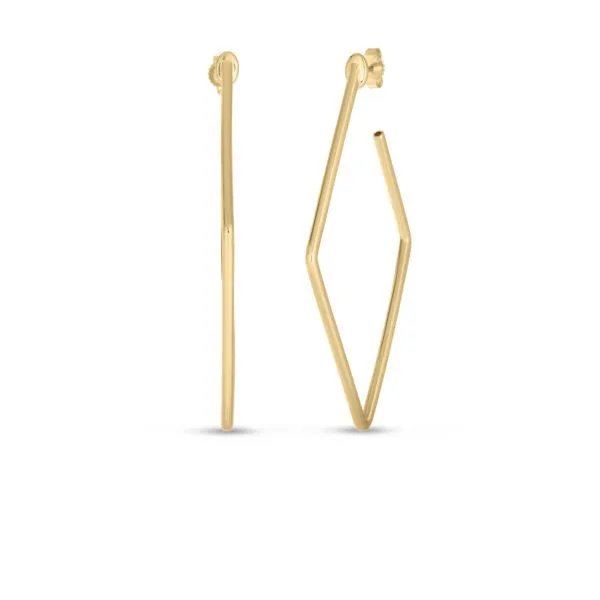 Earrings ROBERTO COIN 18K YELLOW DESIGNER GOLD SQUARE HOOP EARRINGS