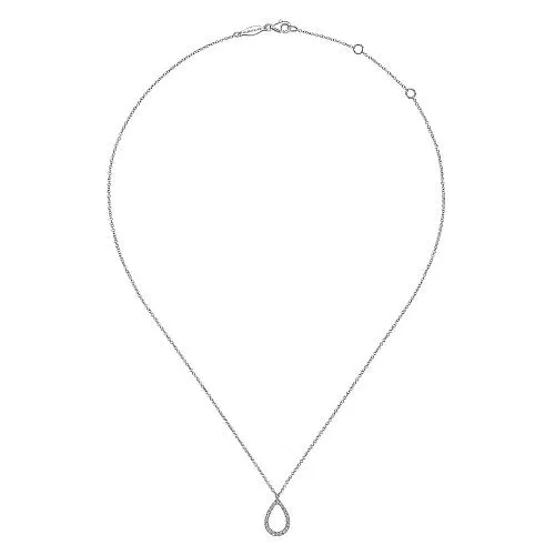 GABRIEL CO 14K White Gold Teardrop Diamond Pendant Necklace Necklaces