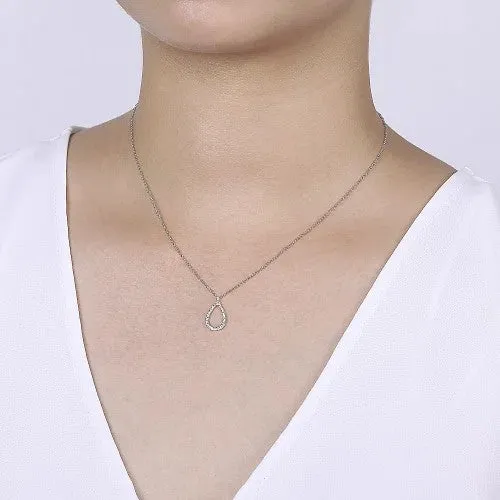 GABRIEL CO 14K White Gold Teardrop Diamond Pendant Necklace Necklaces