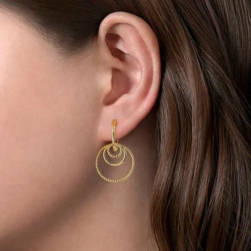GABRIEL CO 14K Yellow Gold Multi Circles Bujukan Ball Huggies Earrings
