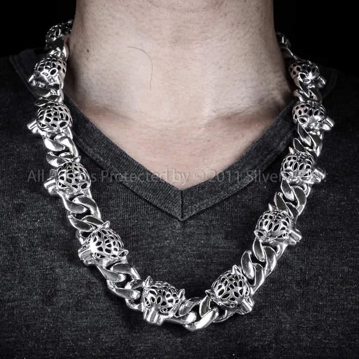 Leopard Head Silver Necklace Chain silverwow Necklaces Leopard Head Silver Necklace Chain silverwow Necklaces