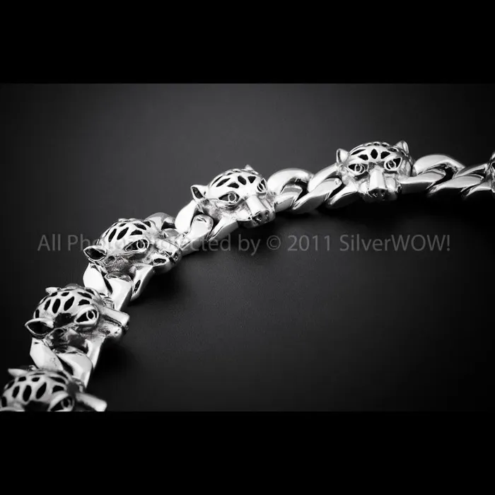 Leopard Head Silver Necklace Chain silverwow Necklaces Leopard Head Silver Necklace Chain silverwow Necklaces