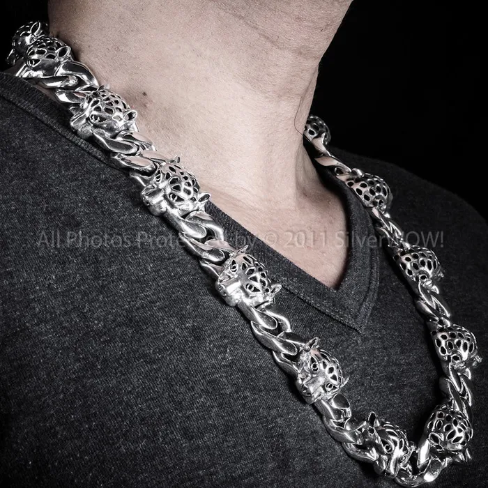 Leopard Head Silver Necklace Chain silverwow Necklaces Leopard Head Silver Necklace Chain silverwow Necklaces