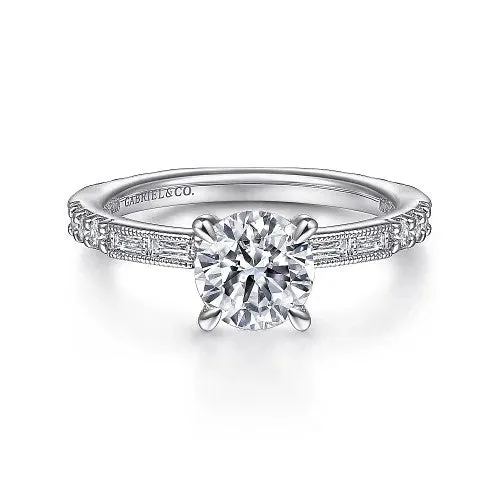 Luca Art Deco 14K White Gold Round Diamond Channel Set Engagement RingSetting Only GABRIEL CO Rings