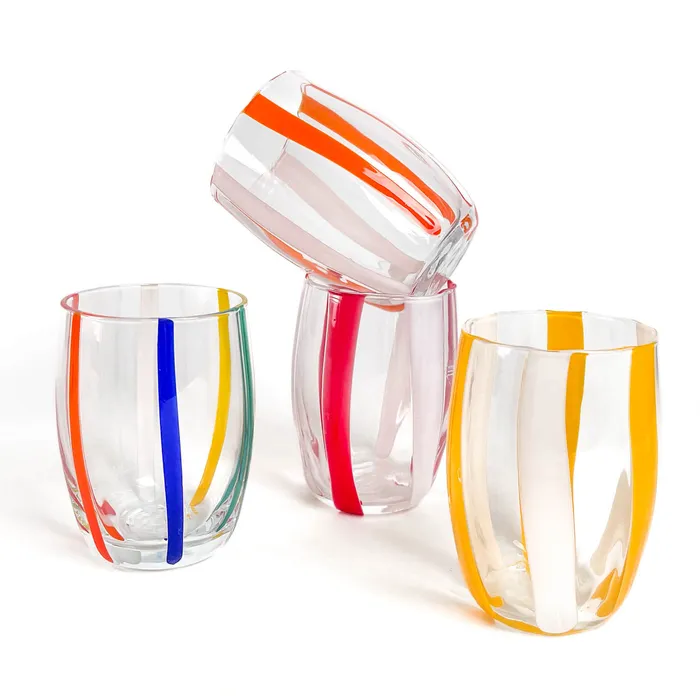 MuranoVitrum Set Six Glasses Modern Art Design Castelbrando Earrings