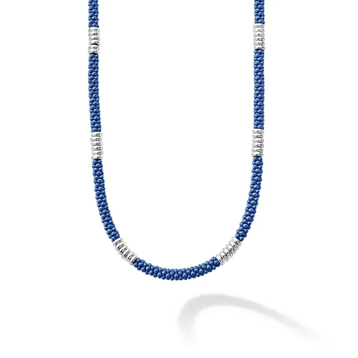 Necklaces LAGOS Blue Caviar Silver Station Ceramic Beaded Necklace 3mm