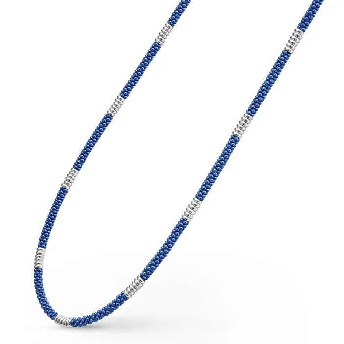 Necklaces LAGOS Blue Caviar Silver Station Ceramic Beaded Necklace 3mm