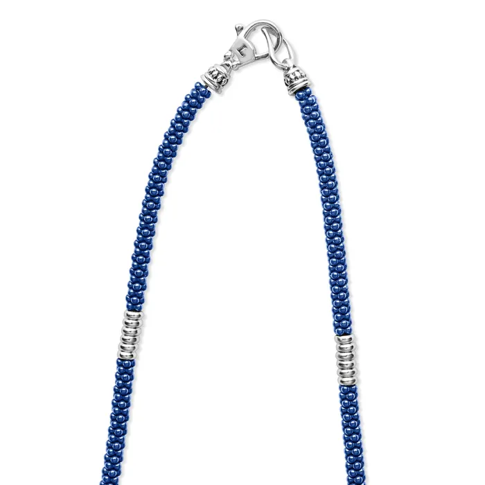 Necklaces LAGOS Blue Caviar Silver Station Ceramic Beaded Necklace 3mm