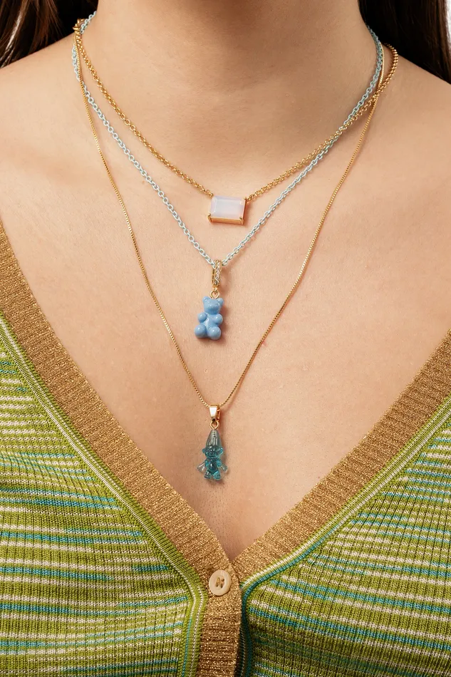 Nostalgia Bear Pave connector Sky blue Crystal Haze Jewelry Rings