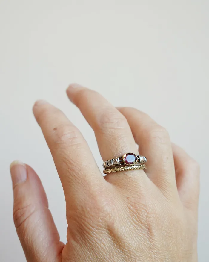 Rings Bell Bird Antiques Georgian Garnet and Diamond Ring
