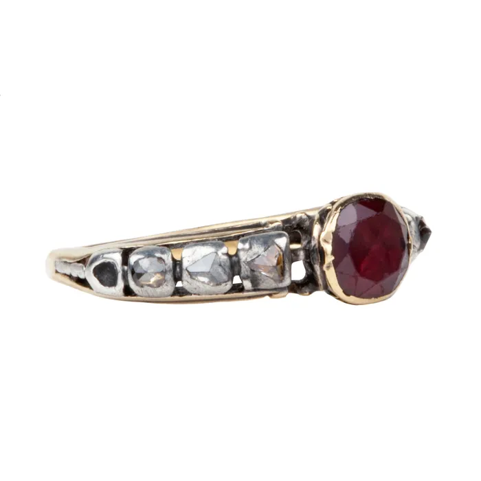 Rings Bell Bird Antiques Georgian Garnet and Diamond Ring