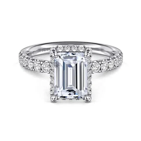 Talisa 14K White Gold Emerald Cut Hidden Halo Diamond Engagement Ring Setting Only GABRIEL CO Rings Talisa 14K White Gold Emerald Cut Hidden Halo Diamond Engagement Ring Setting Only GABRIEL CO Rings