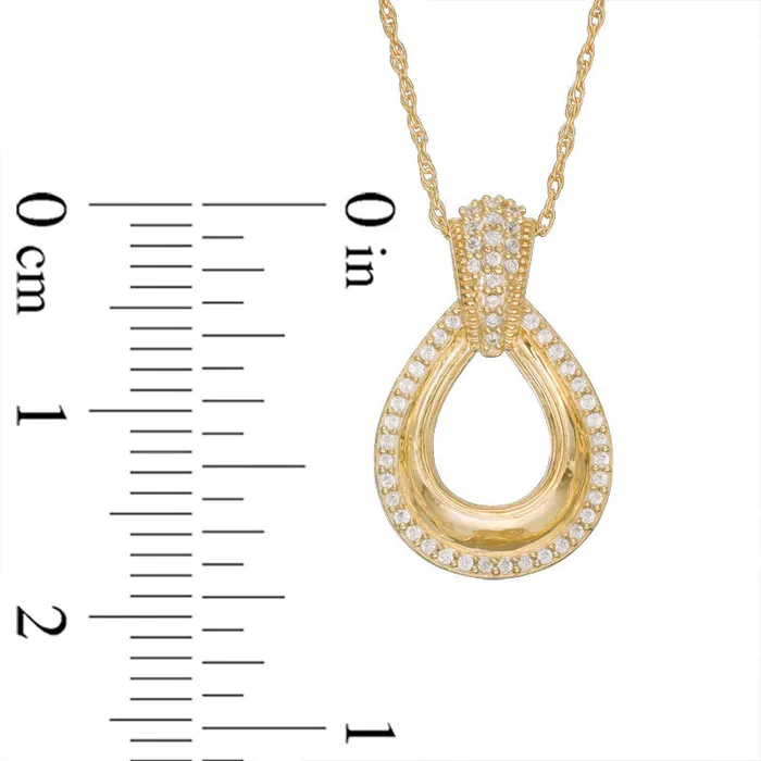 013 CT TW Natural Diamond Open Teardrop Antique VintageStyle Pendant in 10K Yellow Gold Goldia Necklaces 013 CT TW Natural Diamond Open Teardrop Antique VintageStyle Pendant in 10K Yellow Gold Goldia Necklaces