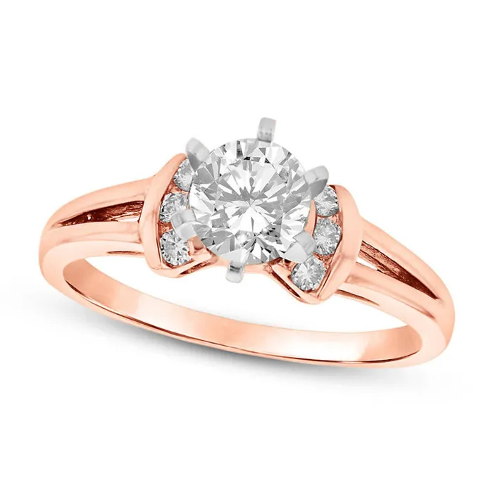 050 CT TW Natural Diamond Collar Split Shank Engagement Ring in Solid 14K Rose Gold ISI2 Goldia Rings 050 CT TW Natural Diamond Collar Split Shank Engagement Ring in Solid 14K Rose Gold ISI2 Goldia Rings