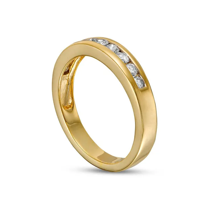 050 CT TW Natural Diamond Ten Stone Anniversary Band in Solid 10K Yellow Gold Goldia Rings
